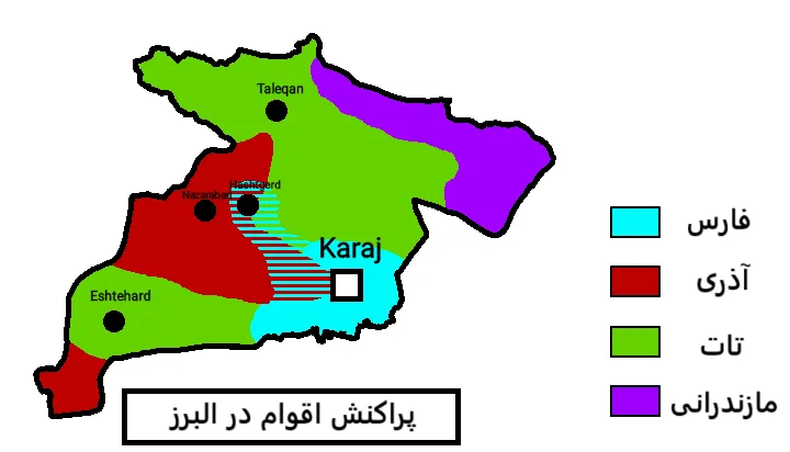استان البرز:ایران کوچک Alborz_Province_Ethnic_Map 1