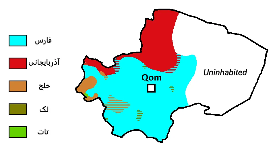 استان قم:قطب انتشار کتابهای دینی Qom_Province_Ethnic_Map