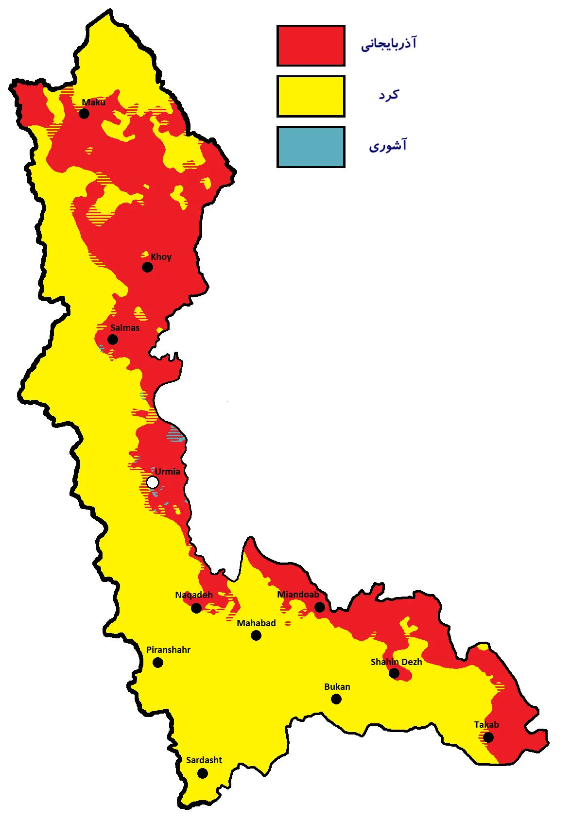 استان آذربایجان غربی: کانون همزیستی ادیان نقشه پراکندگی اقوام در آذربایجان غربی