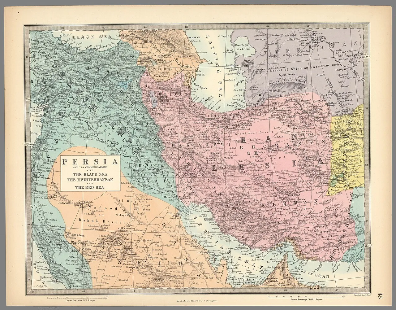 نقشه مرز های ایران در زمان قاجار