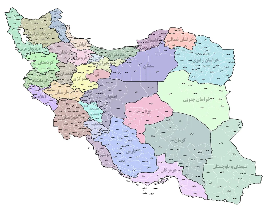 ایران؛ گهواره تمدن پارسی! نقشه استان ها